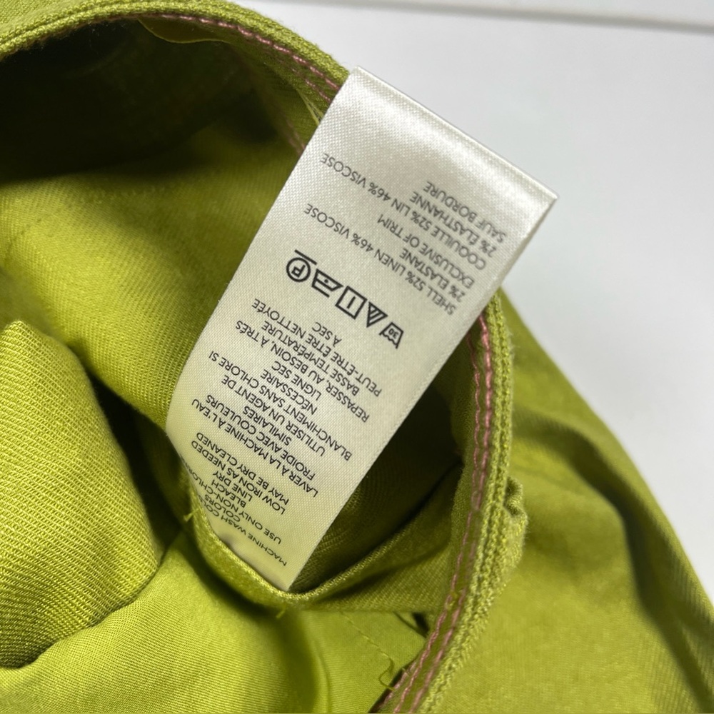Maeve Pants The Colette Wide Leg Crop Linen Blend Yellow Green Casual Work Sz 27 - Picture 7 of 15